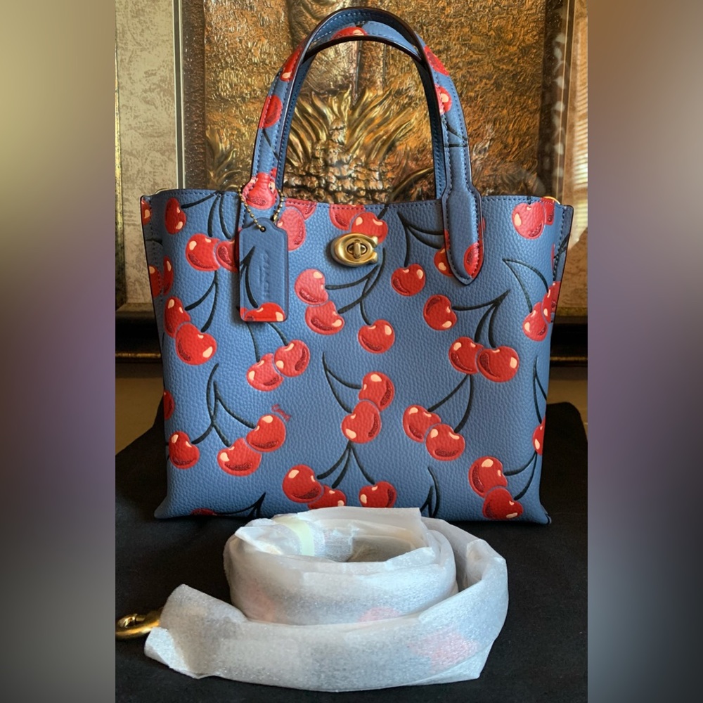 Coach Willow Tote 24 with cherry print